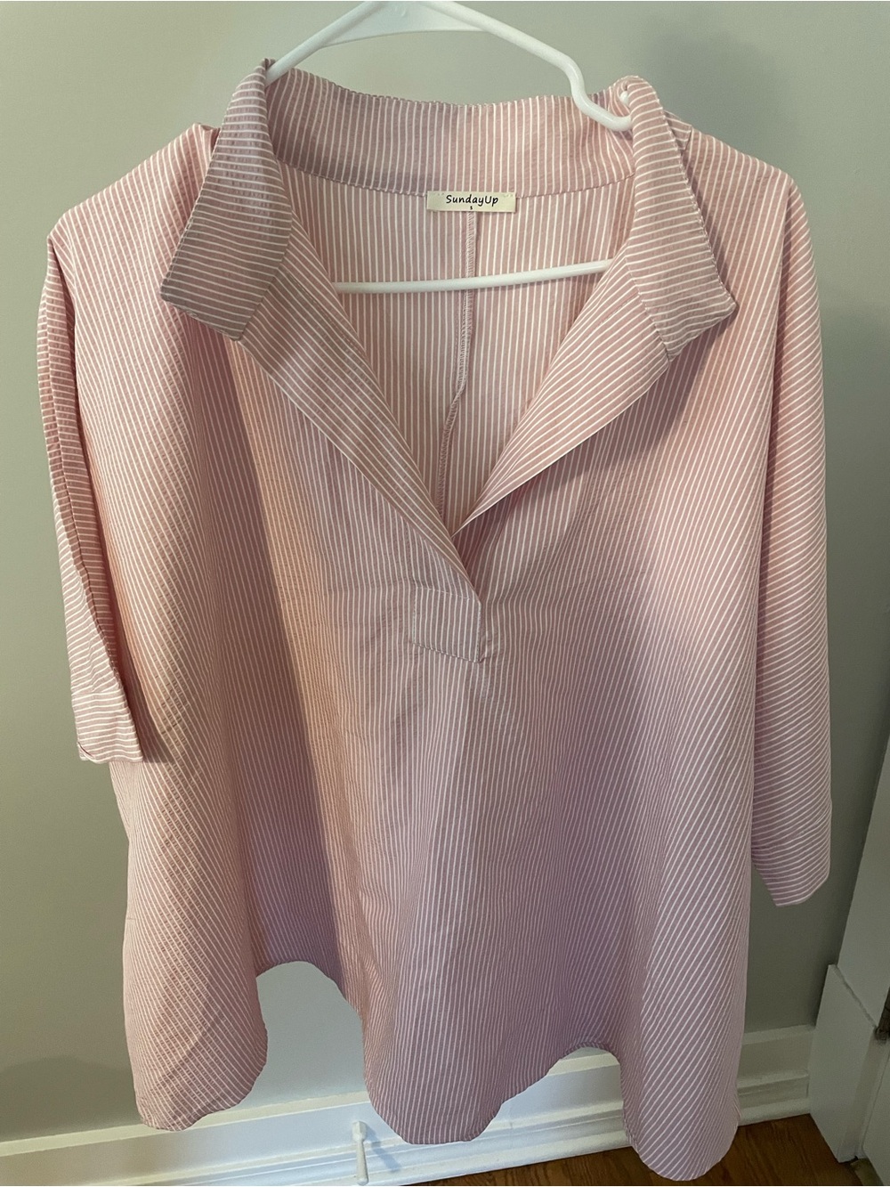 SundayUp Blush Pinstripe Collared Tunic
